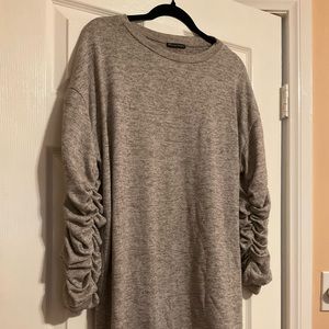Zara Tan/Heather grey long sleeve thin sweater with rouge detail size M